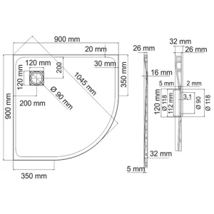 Поддон для душа Wasserkraft Leine 35T01 90x90