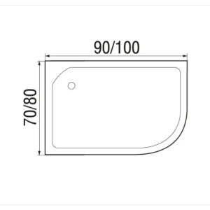 Поддон для душа Wemor 100/70/24 R асимметричный