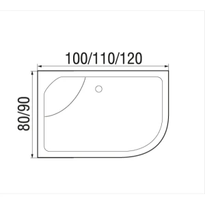 Поддон для душа Wemor 100/80/44 L асимметричный