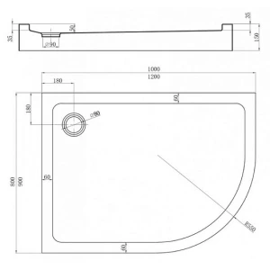 Акриловый поддон для душа Veconi TZ-55L 100х80 TZ55L-10080-C5