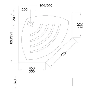 Акриловый поддон для душа Veconi TZ-03 90х90 TZ03-90T-01-19С1