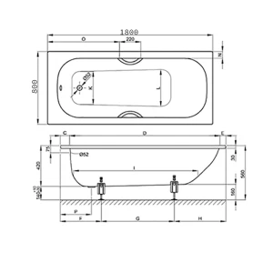 Стальная ванна Bette Form 180x80 2950-000AD с шумоизоляцией