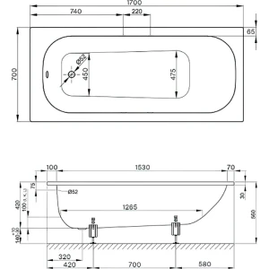 Стальная ванна Bette Form 170x70 2945-000AD с шумоизоляцией
