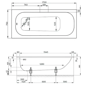 Стальная ванна Bette Form 170x75 2947-000