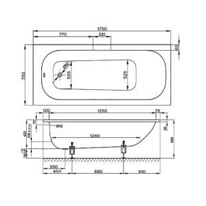 Стальная ванна Bette Form 175x75 2949-000AD с шумоизоляцией