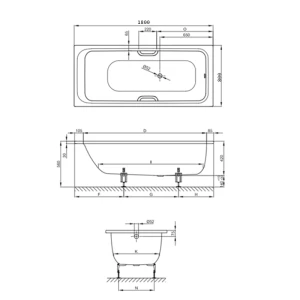 Стальная ванна Bette Select 180x80 3413-000 с шумоизоляцией