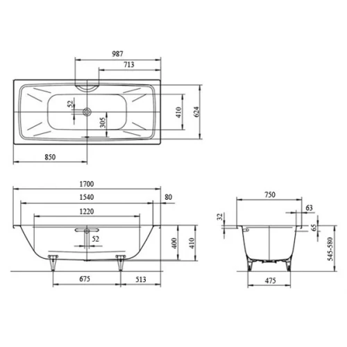 Стальная ванна Kaldewei Cayono Duo 724 170x75 272400010001