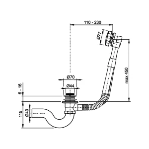 Слив-перелив Timo 8003/03 черный матовый