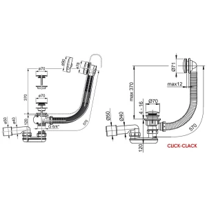 Сточный комплект RAVAK click clack X01507 57 см
