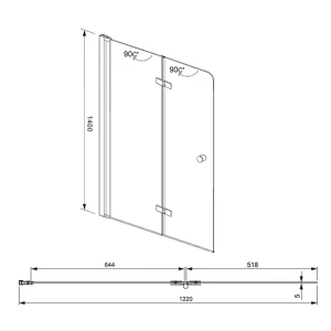 Шторка на ванну Aquanet Beta 4 NF6222-hinge 120x140