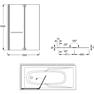Шторка на ванну Jacob Delafon Adequation E4931-BL 100x140