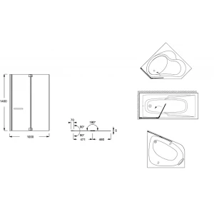 Шторка на ванну Jacob Delafon Adequation E4931-GA 100x140