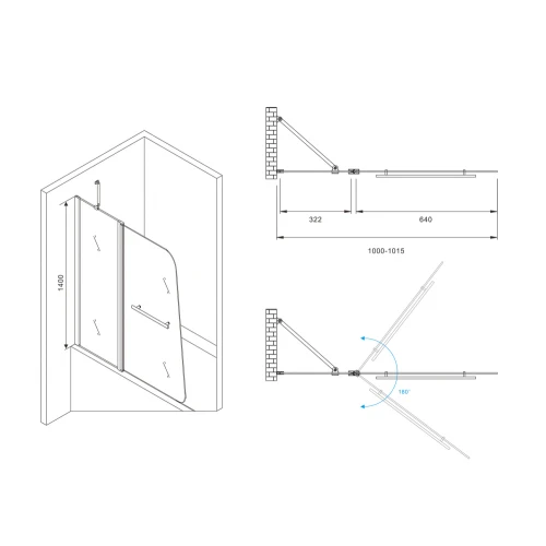 Шторка на ванну Abber Ewiges Wasser AG50100 100x140