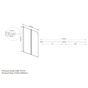 Шторка на ванну Vincea VSB-12114CH-L 114x140