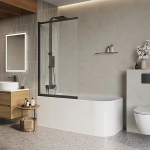 Шторка на ванну BelBagno LUCE-VF-11-90/145-C-NERO 90x145