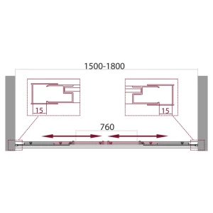 Шторка на ванну BelBagno UNIQUE-VF-2-150/180-140-C-Cr 150/180x140