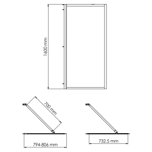 Шторка на ванну Wasserkraft Abens 20W01-80 MB Fixed WasserSchutzz 80x160