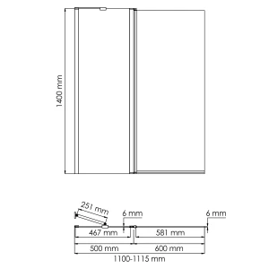 Шторка на ванну Wasserkraft Salm 27P02-110 Fixed 110x140
