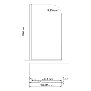 Шторка на ванну Wasserkraft Leine 35P01-80WHITE Fixed 80x140