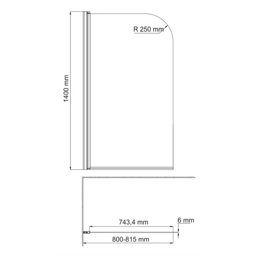 Шторка на ванну Wasserkraft Leine 35P01-80 80x140