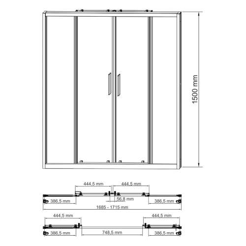Шторка на ванну Wasserkraft Lippe 45S02-170 170x150