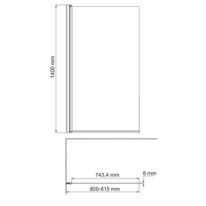 Шторка на ванну Wasserkraft Berkel 48P01-80L Matt glass 80x140