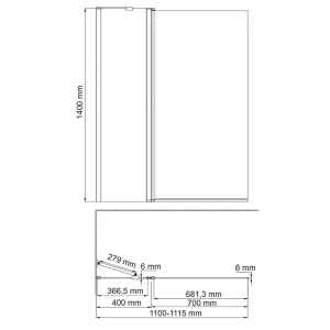 Шторка на ванну Wasserkraft Berkel 48P02-110L Matt glass Fixed 110x140