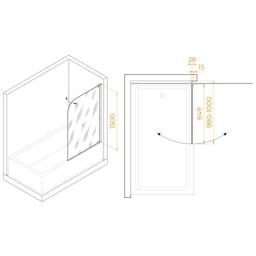 Шторка на ванну RGW Screens SC-01 100x150