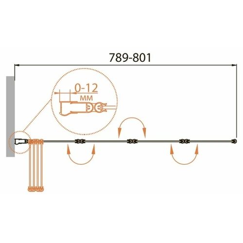 Шторка на ванну Cezares Relax V 4 80x140 L стекло рифленое
