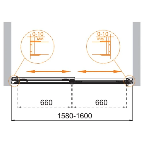 Шторка на ванну Cezares Tandem Soft VF 2 160x145 стекло прозрачное