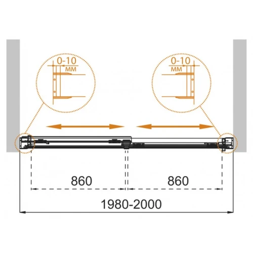 Шторка на ванну Cezares Tandem Soft VF 2 200x145 стекло рифленое