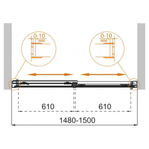 Шторка на ванну Cezares Tandem Soft VF 2 150x145 стекло прозрачное