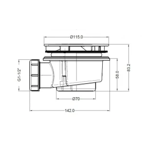 Сифон для душевых поддонов BelBagno BB-01-90, с гидрозатвором, универсальный