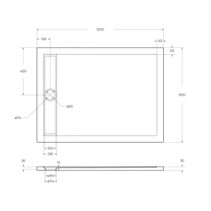 Поддон для душа BelBagno TRAY-BB-DUE-AH-120/90-4-W0 120х90