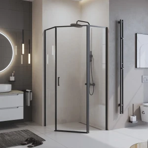Душевой уголок BelBagno UNO-195-P-1-90-C-NERO 90х90 стекло прозрачное