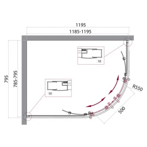 Душевой уголок BelBagno UNO-195-RH-2-120/80-C-Cr 120х80 стекло прозрачное