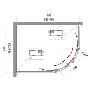 Душевой уголок BelBagno UNO-195-RH-2-100/80-C-Cr 100х80 стекло прозрачное