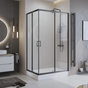 Душевой уголок BelBagno UNO-195-AH-2-120/90-C-NERO 120х90 стекло прозрачное