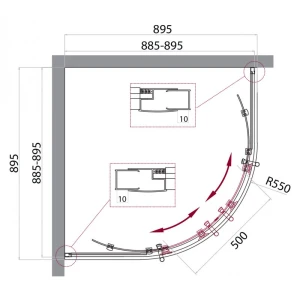 Душевой уголок BelBagno UNO-195-R-2-90-C-NERO 90х90 стекло прозрачное