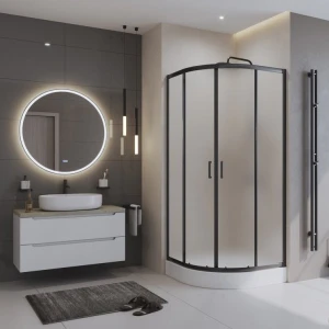 Душевой уголок BelBagno UNO-195-R-2-90-P-NERO 90х90 стекло рифленое