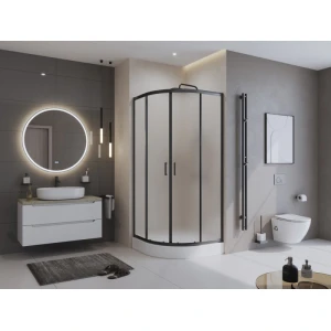 Душевой уголок BelBagno UNO-195-R-2-90-P-NERO 90х90 стекло рифленое