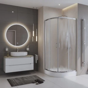 Душевой уголок BelBagno UNO-195-R-2-90-CH-CR 90х90 стекло шиншилла