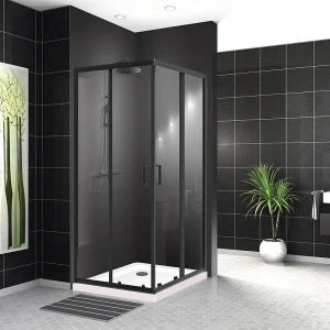 Душевой уголок BelBagno UNO-195-A-2-90-C-NERO 90х90 стекло прозрачное