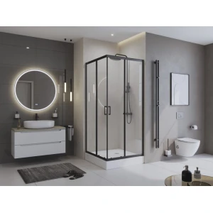 Душевой уголок BelBagno UNO-195-A-2-90-C-NERO 90х90 стекло прозрачное
