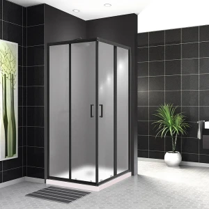 Душевой уголок BelBagno UNO-195-A-2-90-P-NERO 90х90 стекло рифленое