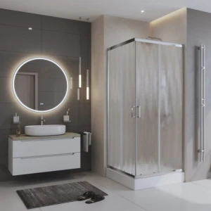 Душевой уголок BelBagno UNO-195-A-2-100-CH-CR 100х100 стекло шиншилла