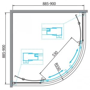 Душевой уголок BelBagno DUE-R-2-90-C-Cr 90х90 стекло прозрачное