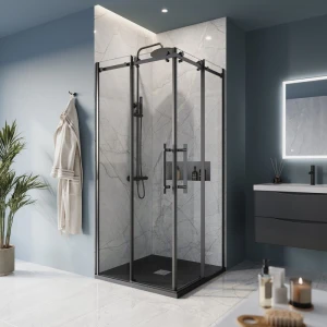 Душевой уголок BelBagno MARINO-A-2-100-C-NERO 100х100 стекло прозрачное