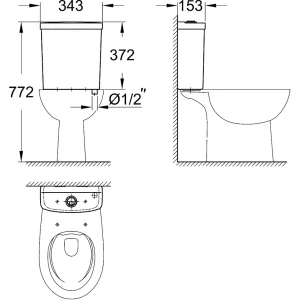 Унитаз напольный Grohe Bau Ceramic 39429000