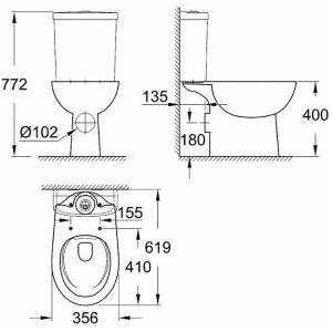 Унитаз напольный Grohe Bau Ceramic 39349000